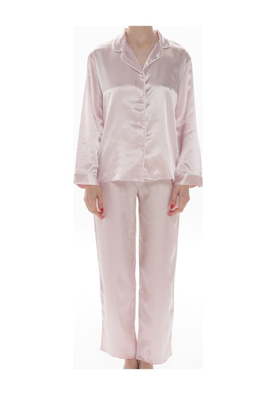 Alissa Kadın Pudra Saten Çeyiz Seti 6 Parça Beyaz Biyeli Sabahlık Gecelik Pijama Şortlu Takım 8630 Pudra