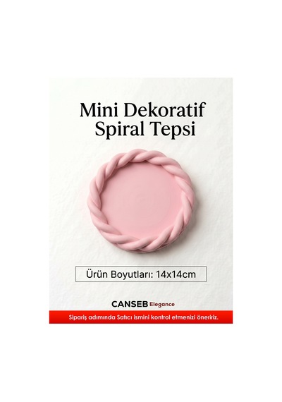 14x14cm - Premium - Bebe Pembesi - Dekoratif Sarmal Tepsi - El Boyaması İşçilik 14x14cm Ebat