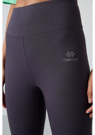 TOMMYLIFE Antrasit Yüksek Bel Toparlayıcı Slim Fit Dar Paça Kadın Tayt - 94011