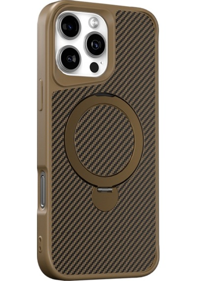 Teleplus Apple Uyumlu iPhone  16 Pro Kılıf Karbon Fiber Magsafeli 360 Dönerli Standlı Alp Kapak