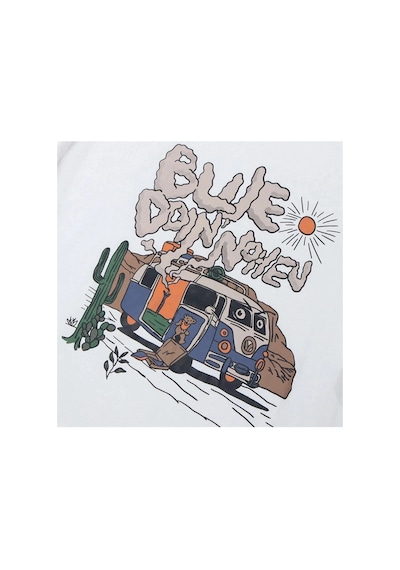 Tarzsokak Beyaz Blue Doin Baskılı Oversize Bisiklet Yaka Erkek Tişört