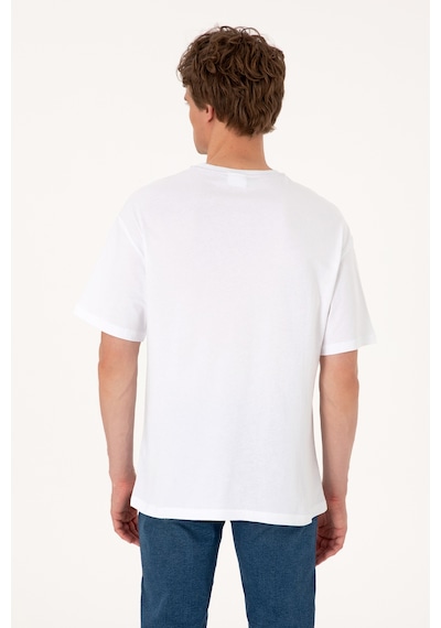 U.S. Polo Assn. Erkek Comfort Fit Beyaz Bisiklet Yaka Tişört 50306912-VR013