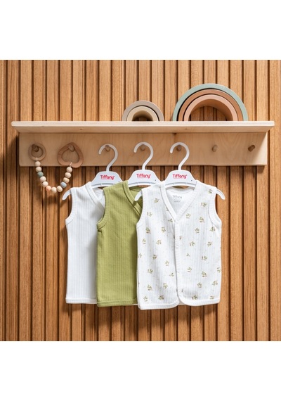 Tiffany Baby & Kids Tiffany Baby Green Plant Theme 3'lü Yelek 48005 Ekru