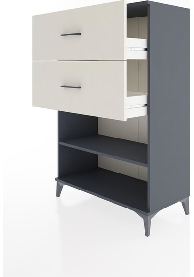 Hyperion Dolap Tek Raflı 2 Çekmeceli 88x44x134 Antrasit-aytaşı Antrasit