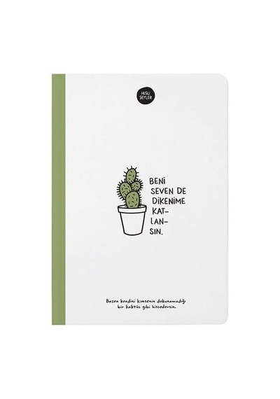 Hisli Şeyler &apos Beni Seven Dikenime Katlansın&apos Çizgili Sert Kapak Defter, 14x20, 64 Yaprak 103 Ivory
