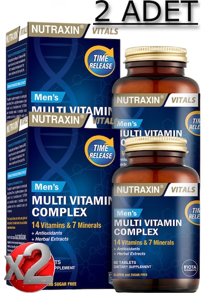 2 Adet Nutraxin Men's Multi Vitamin Ve Mineral Complex 60 Adet Tablet - Erkeklere Özel