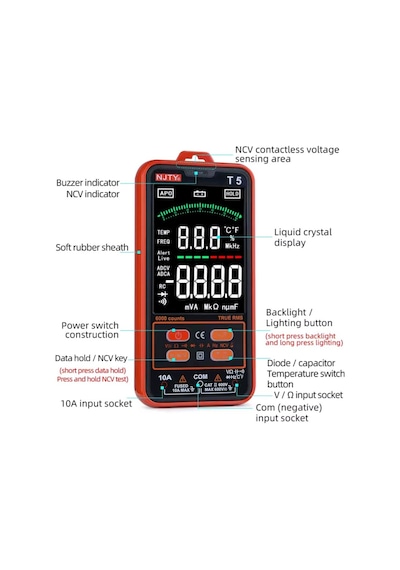 Yemleme Botu Dijital Multimetre Akll Mini Otomotiv Test Cihazi True Rms Ncv Ac Dc Gerilim T5 Njty