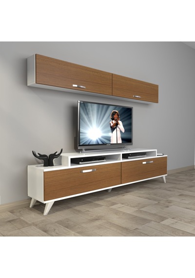 Decoraktiv Ekoflex 5 Slm Retro Tv Ünitesi Tv Sehpası Beyaz - Ceviz
