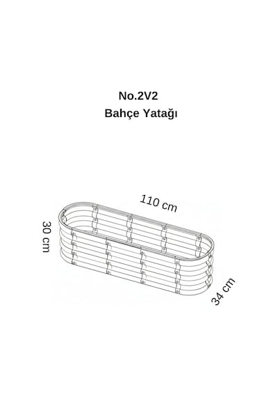 Modüler Yükseltilmiş Bahçe Yatağı Yükseltilmiş Sebze Yatağı Çiçeklik No:2v2 110x34 Gri