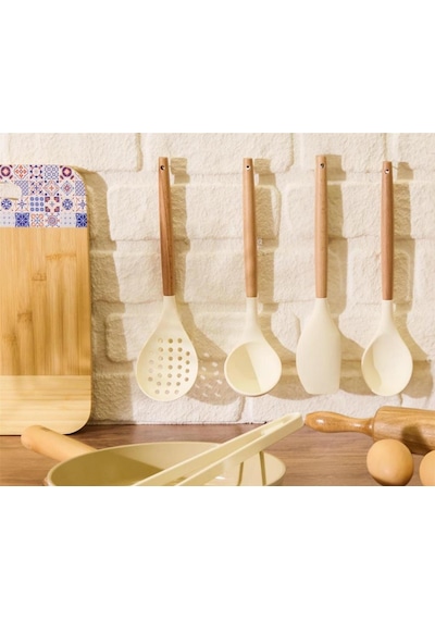 Bambu Saplı Silikon Uçlu 4 Parça Mutfak Servis Seti