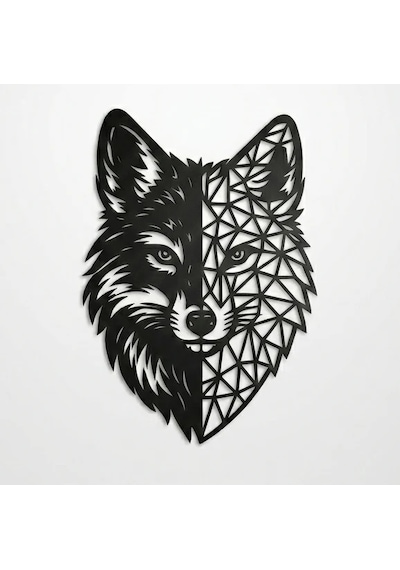 Geometrik Kurt Duvar Tablosu Mdf Lazer Kesim Modern Duvar Süsü Minimal Hayvan Figürlü Dekor Düz Renkli