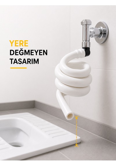 Kıvrımlı Spiral Hortum Yere Değmeyen, Hijyenik Kullanım - Wc Ve Mutfak Uyumlu