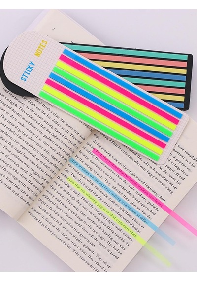 Ezoshop Şeffaf Renkli Yapışkan Not Kağıtları Defter Yer İmleri Etiket Ayraç Sticky Notes Uzun Şeritler Yeşil