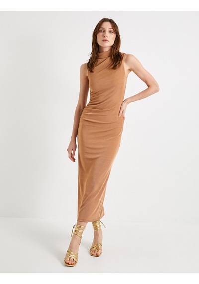 Koton Midi Elbise Drape Yaka Kolsuz Standart Kesim Tarcın 4sak80030uk