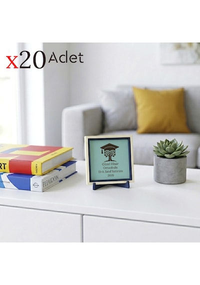 Mezuniyet Hatırası Kişiye Özel 20'li Set Hayat Ağacı Ve Kep Tasarımlı Sınıf Hediyesi 10x10 Cm