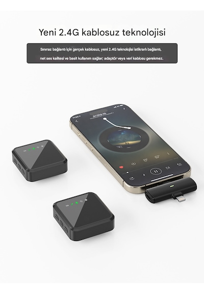 Kablosuz Tüylü Yaka Mikrofonu Apple Uyumlu iPhone Type-c Pc Tablet Video Kayıt Vlog Mikrofon Lightning Usb-c Çıkış