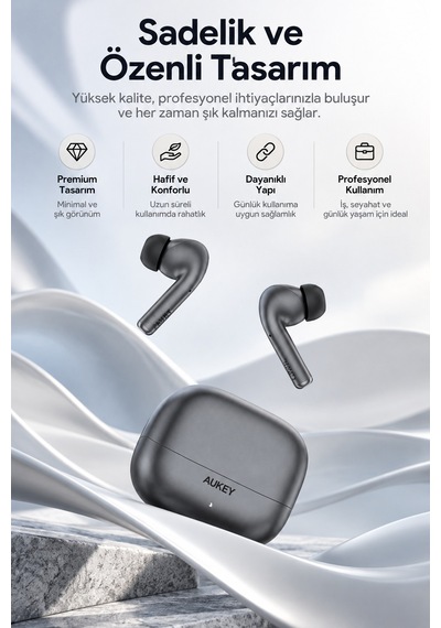 Aukey Ep-b1-gy Beyond Anc Pro Ipx5 Titanium 25 Saat Süreli Kablosuz Kulak İçi Kulaklık - Gri