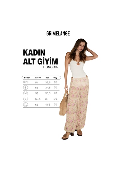 Grımelange Honorıa Kadın Beli Ve Paçası Lastikli İçi Şortlu Çiçek Desenli Pantolon