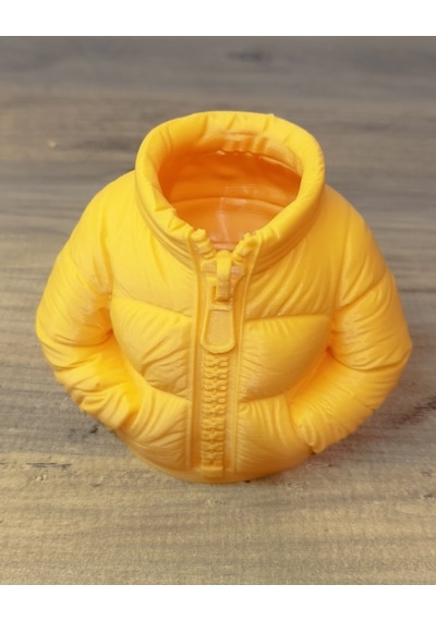 Klc Tasarım Gerçek Şişme Mont Tasarımlı Yüksek Kaliteli 3d Baskı Kalemlik, 8,5 Cm Yükseklik Turuncu