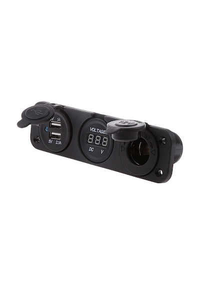 Çift USB Araç Şarj Soketi Voltmetre Çakmaklık 12V