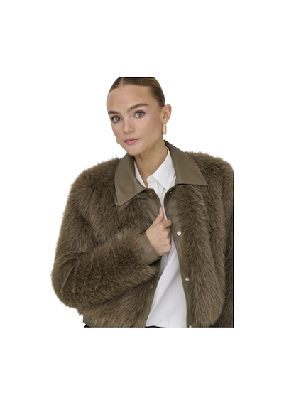 Kadın Kahve Onlyumi Life Faux Fur Jacket Otw Ceket 15356776 Toprak