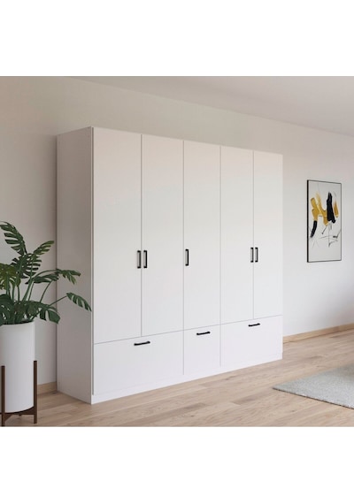 Alev Giyinme Dolabı - Çok Amaçlı Dolap - Gardırop 225 Cm-5 Kapaklı-3 Çekmeceli