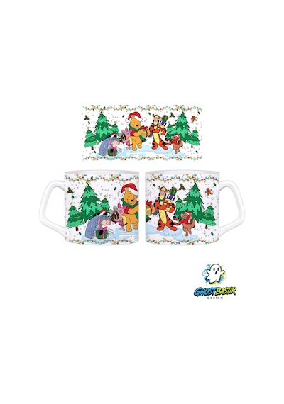 Ghostbastır Design Winnie The Pooh Noel Yılbaşı Kupa Bardak Tek Adet 1099 çok renkli