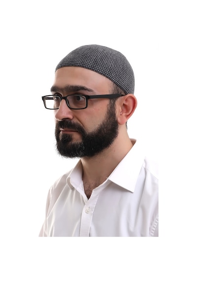 Siyah Kışlık Nokta Desenli Orlon Namaz Takkesi Siyah