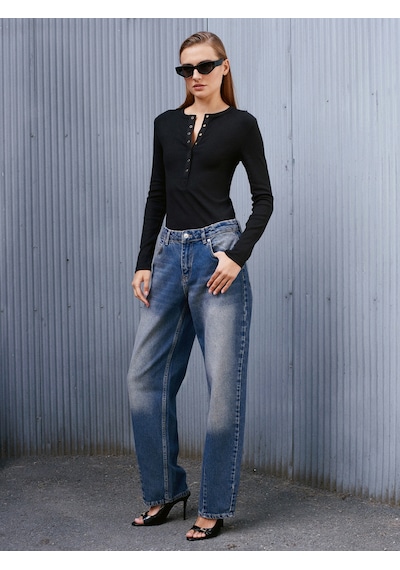 Dilvin 72062 Bol Kesim Denim Pantolon-tint Tint