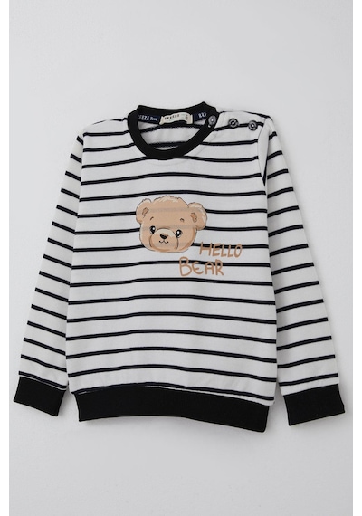 Breeze Erkek Bebek Eşofman Takımı Sevimli Bebek Ayıcık Baskılı 9 Ay-3 Yaş, Beyaz Beyaz