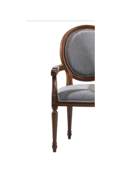 Bengimobilya Sandalye Zus036 Tam Kolçak Oymalı Madalyon Model Gri Örgü Kumaş Y