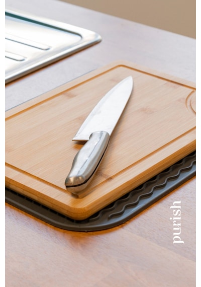 Bulaşık Kurutma Matı Tpe 28x36 Cm, Kaymaz, Bardak & Tabak Kurutma Pedi Antrasit Gri Wave Pl Diğer