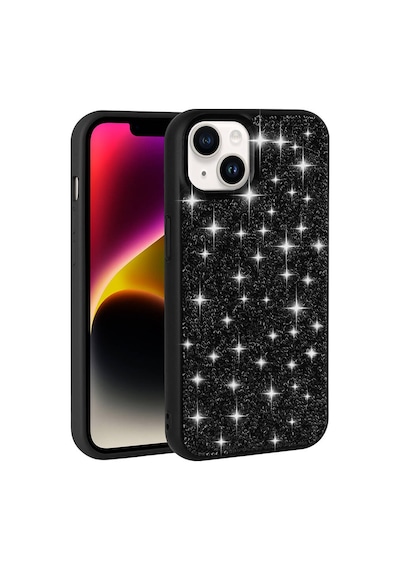 Apple iPhone Uyumlu 14 Kılıf Simli Pırlanta Taşlı Kamera Yükseltili Silikon Pazarplus Lila