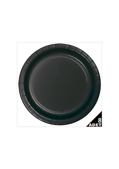 Siyah Karton Tabak - 23cm X 8 Adet