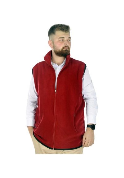 Mode Xl Erkek Polar Yelek Dik Yaka Fermuarlı 22549 Bordo 001