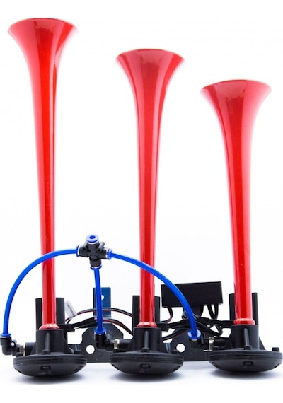 Ahmet Otomotiv Havalı Dali Dali Korna 3 Borulu 12volt Kırmızı
