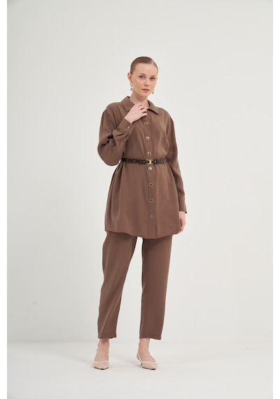 FTZ Women Ftz Pantolonlu Takım Kahve 31035 Kahve