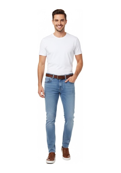 Erkek Silim Fit Jeans Model Pantolon 310 Bgl-st04976 Buz Mavi