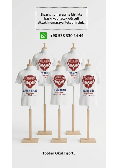 Hediye Okullara Özel Logolu Baskılı Öğrenci Tişörtü Toptan T-shirt 10'lu Paket Kendin Tasarla Kuruma/kişiye Özel Beyaz