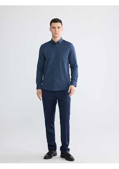 Lcwaıkıkı Classic Lacivert Regular Fit Desenli Erkek Gömlek