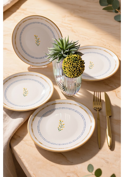 Keramika Sun Flowers Pasta Tabağı 20 Cm 4 Adet 23973 Çok Renkli