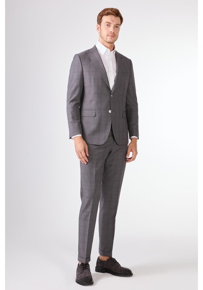 Dufy Erkek Regular Fit Sivri Yaka Gri Takım Elbise-18758