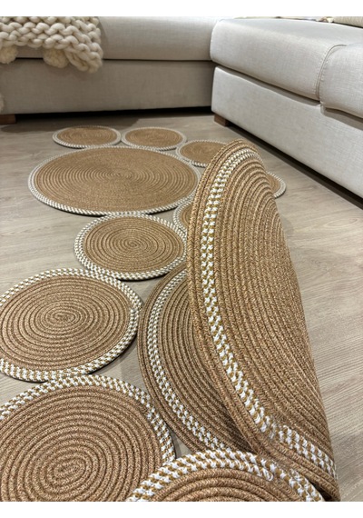 Mavaux Siyah Snake Hasır Jüt Bej Yolluk Halı Kilim Krem - Bej