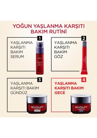 L'Oreal Paris Revitalift Lazer X3   Gece Bakım Kremi 50 ML
