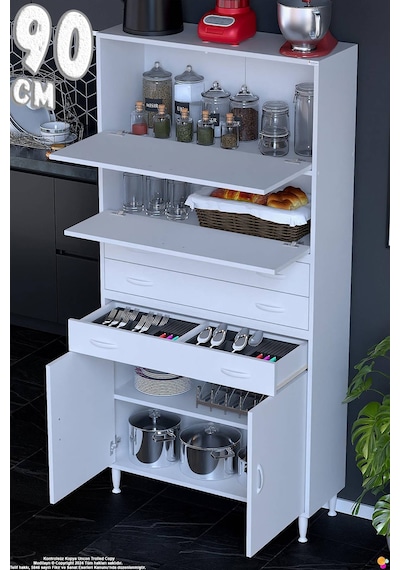 Lorin 90 Cm 4 Kapaklı Raflı Çok Amaçlı Mutfak Kiler Ve Depolama Dolabı Beyaz Boy Dolabı-90x194x32 Cm Lorin 90 Cm 4 Kapaklı Raflı Çok Amaçlı Mutfak Kiler Ve Depolama Dolabı Beyaz Boy Dolabı-90x194x32 Cm