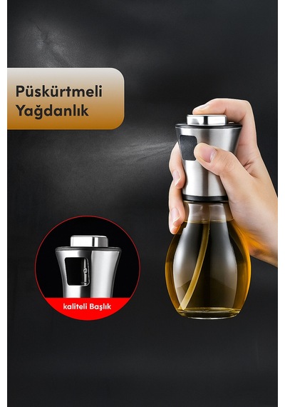 Yağ Püskürtücü Sprey Şişesi Cam & Paslanmaz Çelik 304 Gümüş Diğer