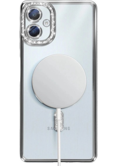 Samsung Uyumlu Galaxy A06 Joke Simli Magneticsafe Kılıf Gümüş\