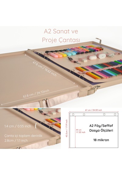 Fogho A2 Boy Pudra Lüks Proje Çizim Çantası - Deri Sanat Çantası