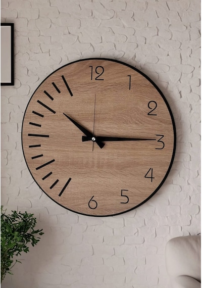 Modern Ahşap Duvar Saati Sağlam Çok Şık Ve Birarada..no:41 Çok Rekli