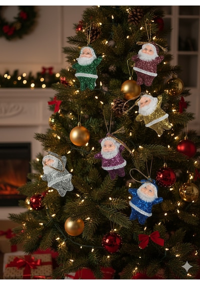 Yılbaşı Noel Baba Figürleri 5cm 6lı Renkli